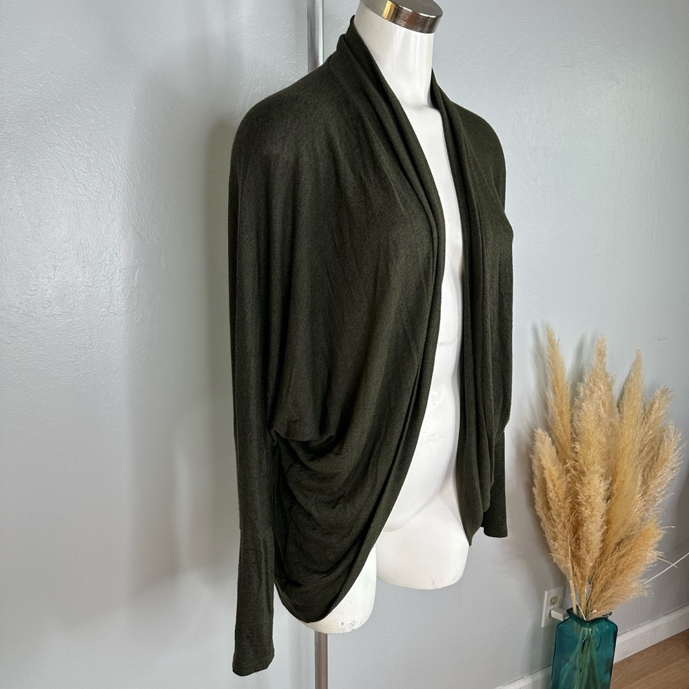 W. by Wantable Women's Dark Green Cardigan Open Front Sweater Sz XL